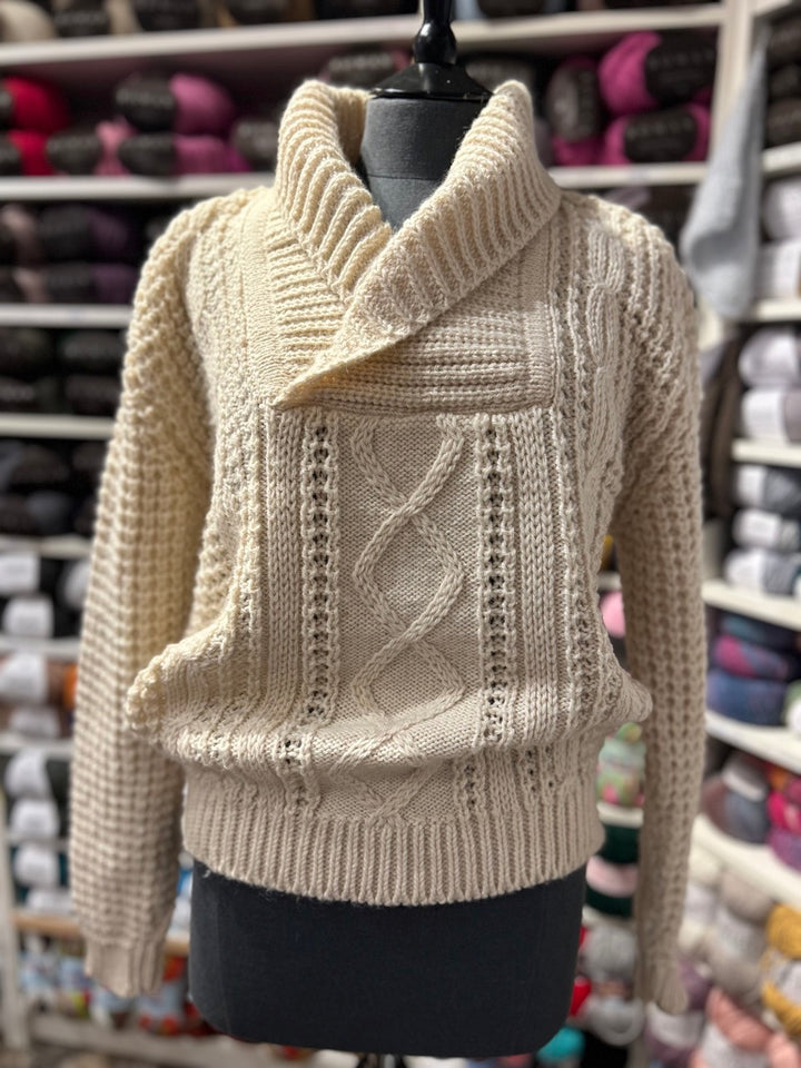Pre-Loved Aran Shawl Neck Jumper 0226
