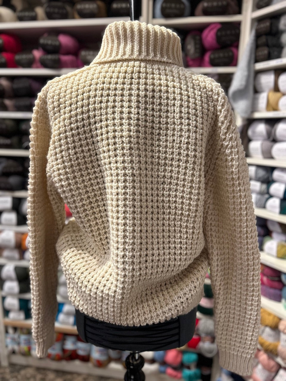 Pre-Loved Aran Shawl Neck Jumper 0226